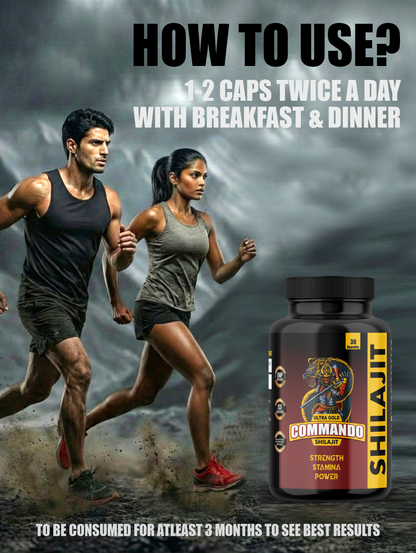 Ultra Gold Commando Shilajit Capsules (30 Capsules) – Ayurvedic Strength, Stamina & Power
