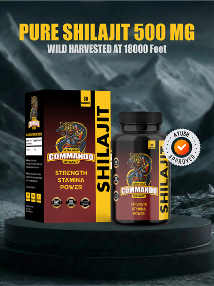Ultra Gold Commando Shilajit Capsules (30 Capsules) – Ayurvedic Strength, Stamina & Power