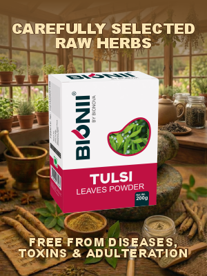 Bionii Tulsi Powder 200g – Organically Processed Tulsi Leaves Powder for Herbal Tea & Topical Use