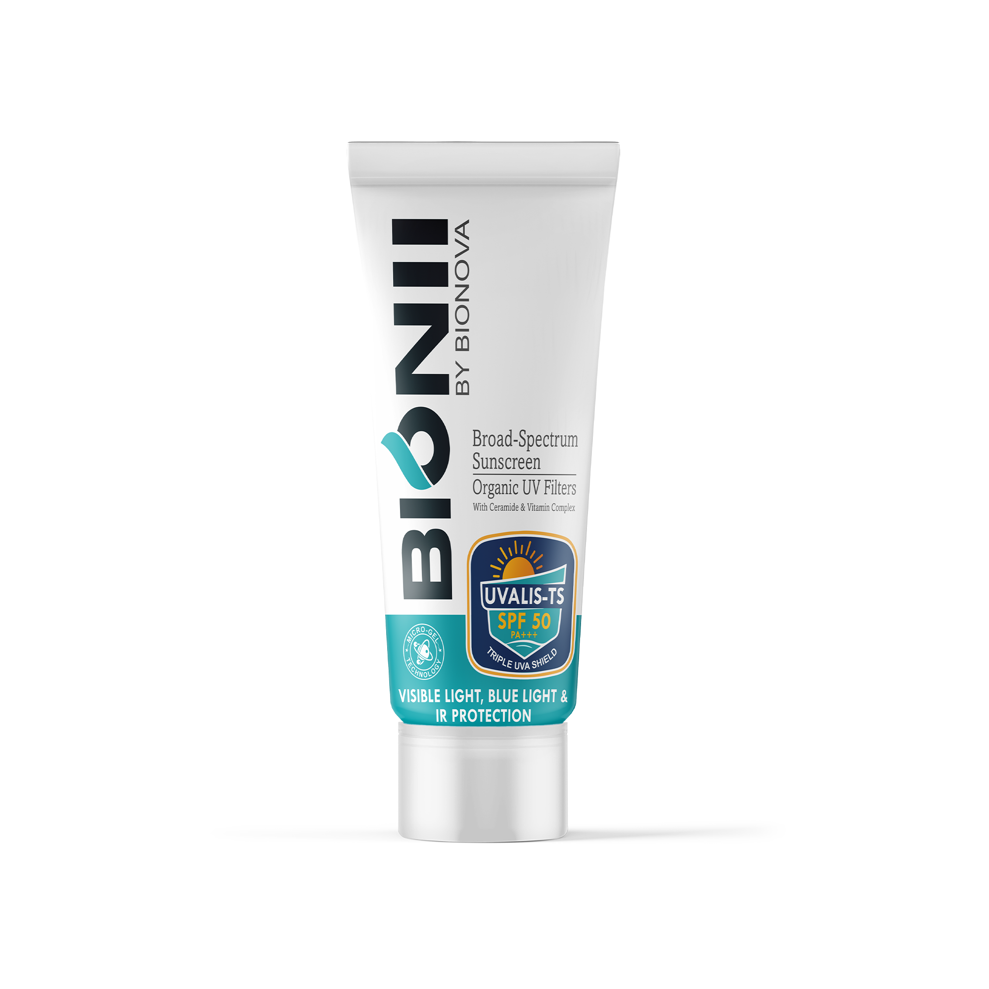 Bionii UVALIS-TS Broad-Spectrum Sunscreen SPF 50 PA+++ with Organic UV Filters and Ceramide