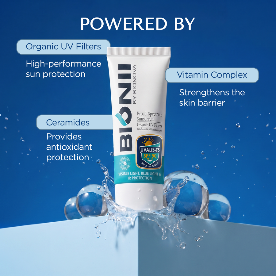 Bionii UVALIS-TS Broad-Spectrum Sunscreen SPF 50 PA+++ with Organic UV Filters and Ceramide