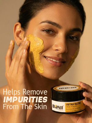 Bionii Ubtan Glow Face Scrub with Sandalwood & Turmeric for radiant skin