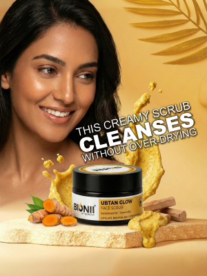 Bionii Ubtan Glow Face Scrub with Sandalwood & Turmeric for radiant skin