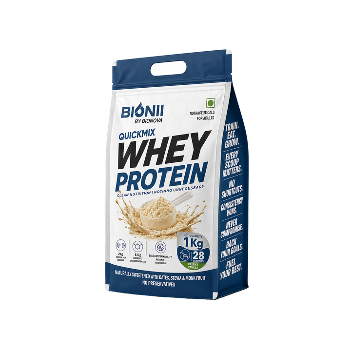 Bionii QuickMix Whey Protein (Creamy Vanilla) 1 kg | 24 g Protein per Serving
