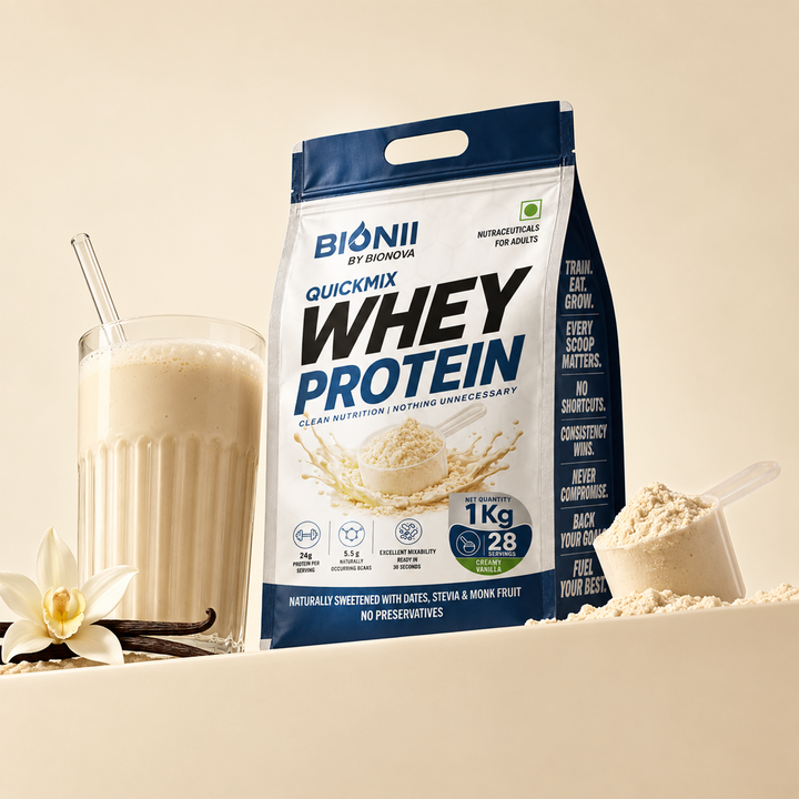 Bionii QuickMix Whey Protein (Creamy Vanilla) 1 kg | 24 g Protein per Serving