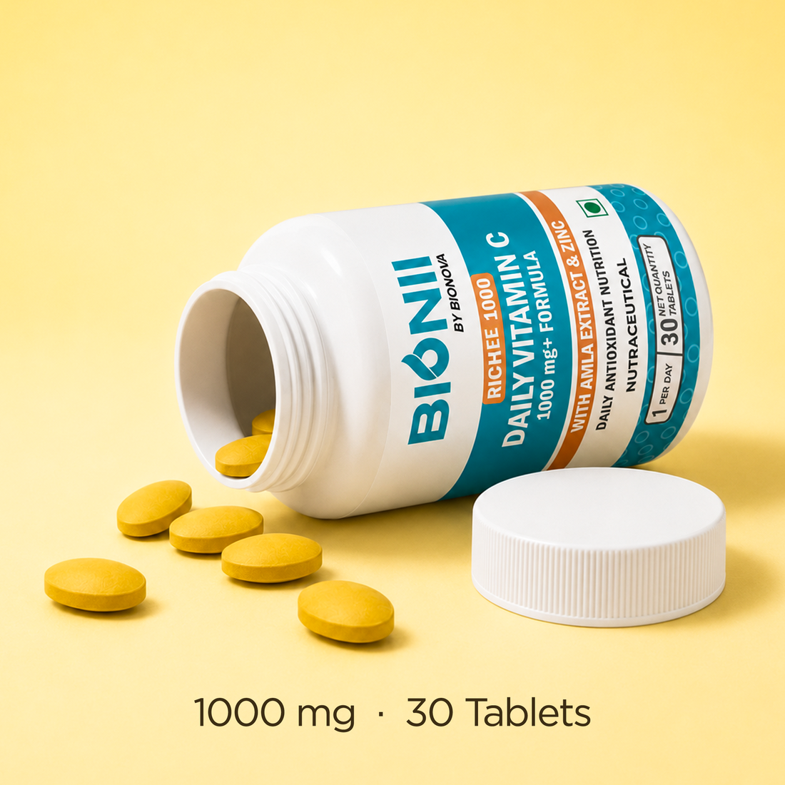 RICHCEE 1000 Tablets (30 Tablets) – Gentle vitamin C for strong immunity & daily vitality