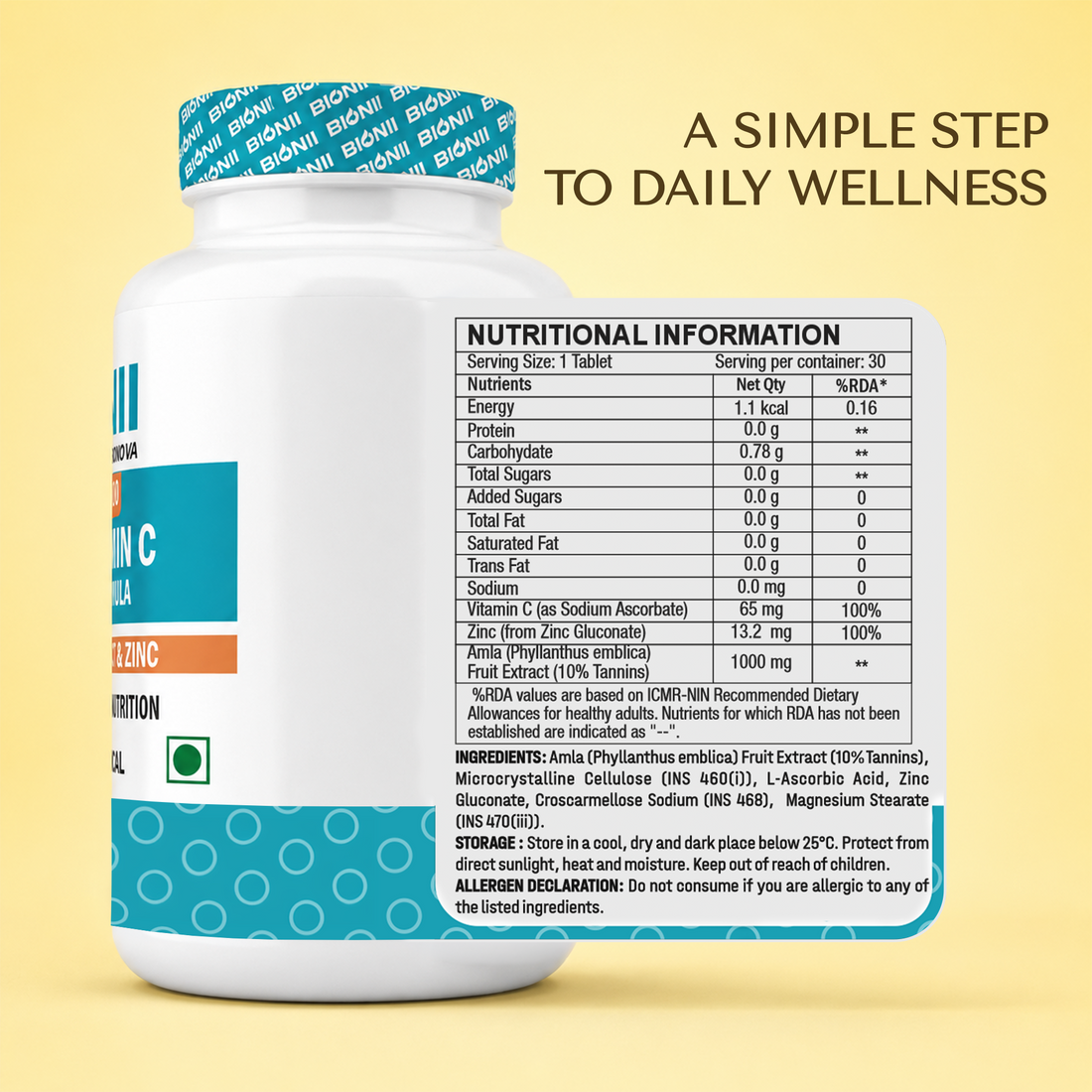 RICHCEE 1000 Tablets (30 Tablets) – Gentle vitamin C for strong immunity & daily vitality