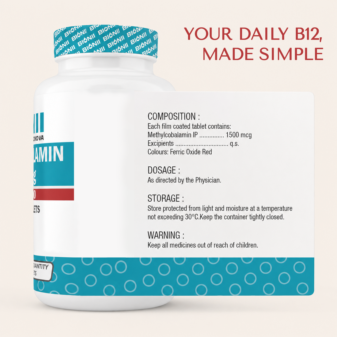 Vegetarian Vitamin B12 Tablets (30 Tablets) – Daily active B12 for energy & vitality